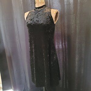 Mudd Black Crushed Velvet High Neck Sleeveless Dress